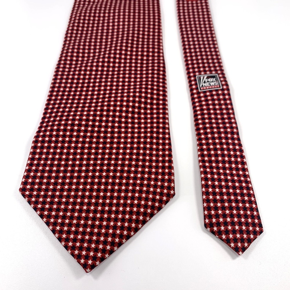 Fox News‎ Channel Mens Silk Fair & Balanced Special Report Red w Stars USA Rare - Picture 2 of 8